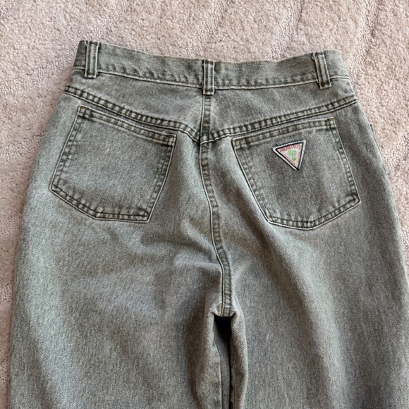 Vtg Palmettos High Waisted Olive Green Acid Wash Tapered Jeans Ankle Zip 26 80s - Picture 4 of 9